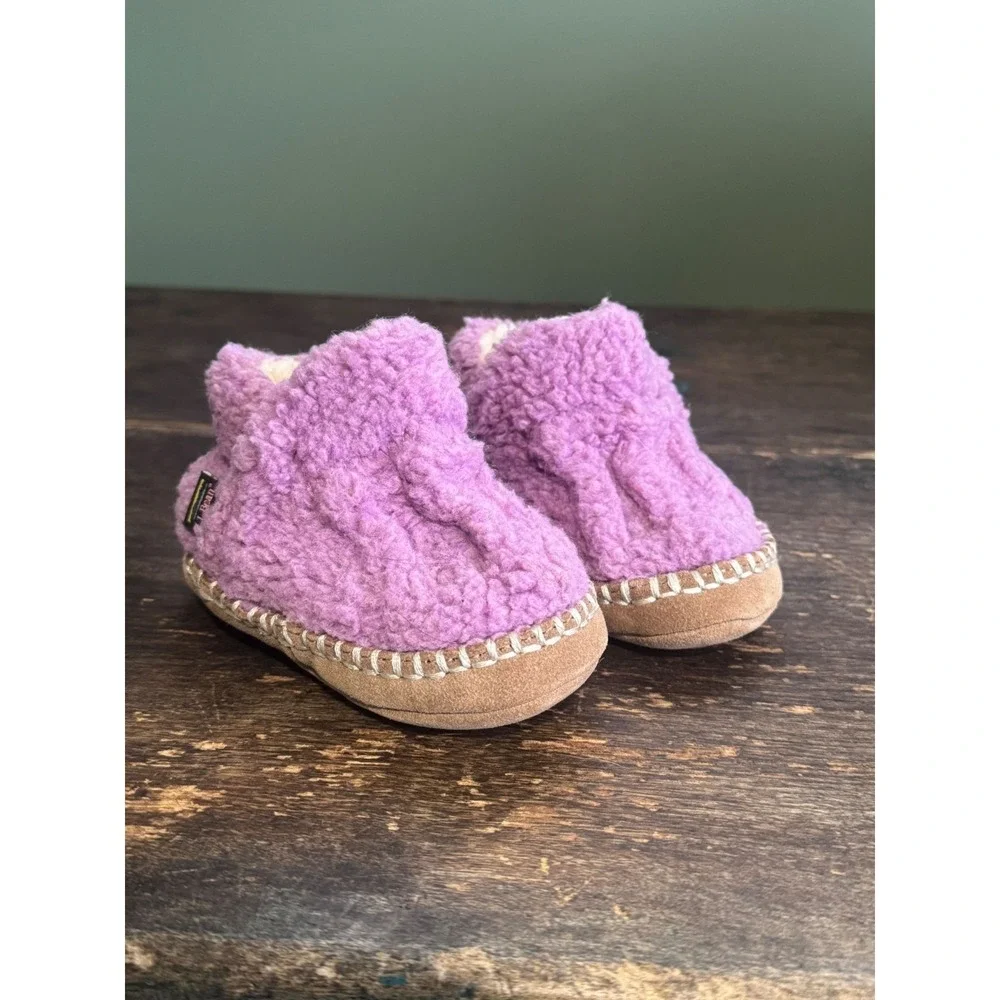LL Bean Cozy Slipper Booties Toddler Size 5-6 Purple Suede Sole